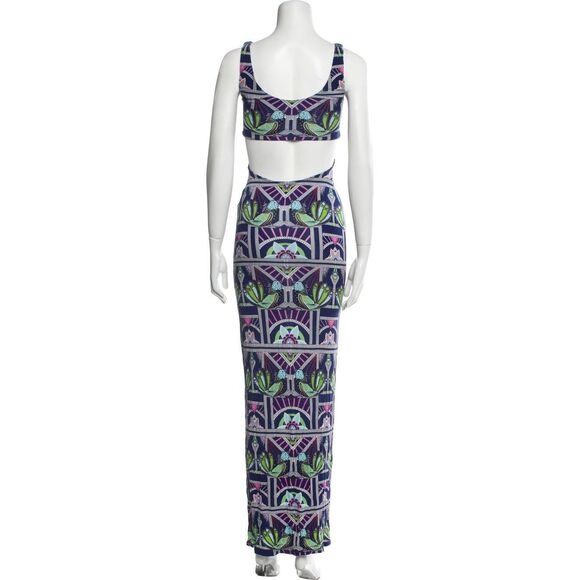 MARA HOFFMAN Modal Cut-Out Maxi Dress in Anada Navy Beach Cover-Up Resort Wear M - Picture 5 of 10